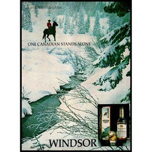 1982 Windsor Canadian Whisky Vintage Print Ad Winter Snow Covered Trees Wall Art